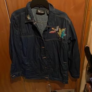 Leaf embroidered denim jacket